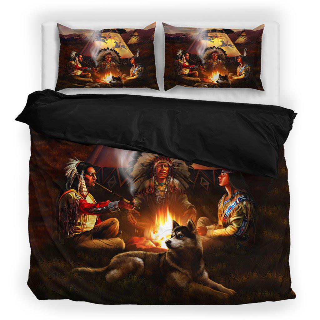 WelcomeNative Native American By Campfire Bedding Set, 3D Bedding Set, All Over Print, Native American