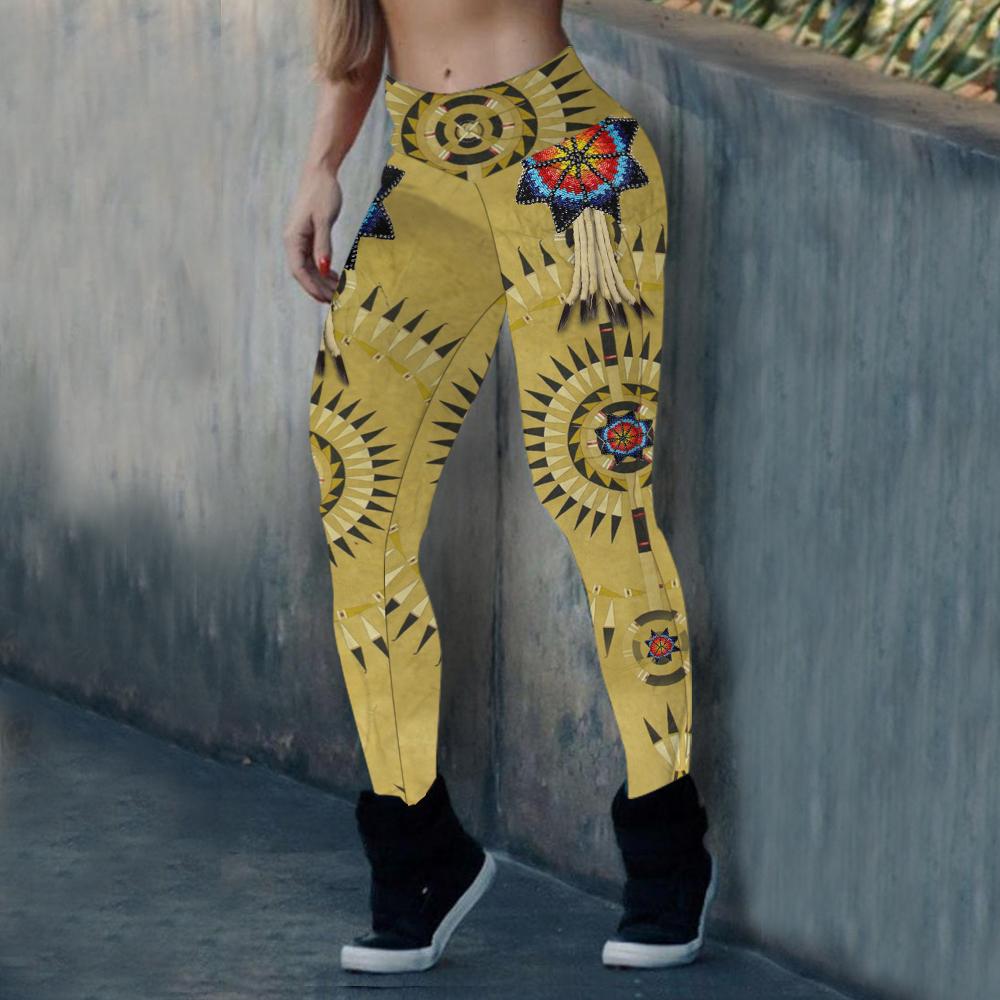 WelcomeNative Yellow Pattern Legging, 3D Legging, All Over Print Legging