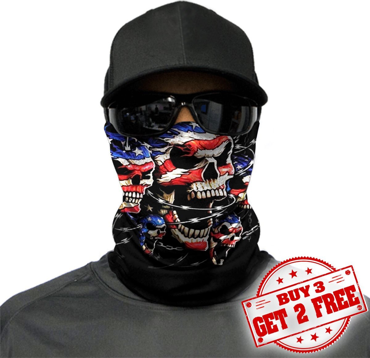 Welcomenatives American Flag Bandana Face Mask, Patriotic Neck Gaiter #02