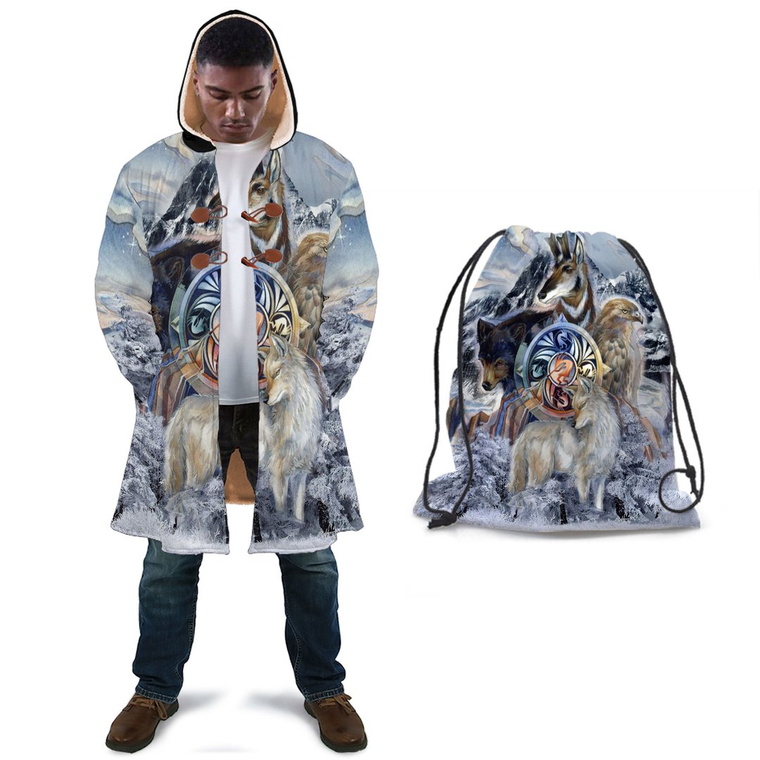 WelcomeNative Little Wolf Native 3D Dream Cloak, All Over Print Dream Cloak, Native American