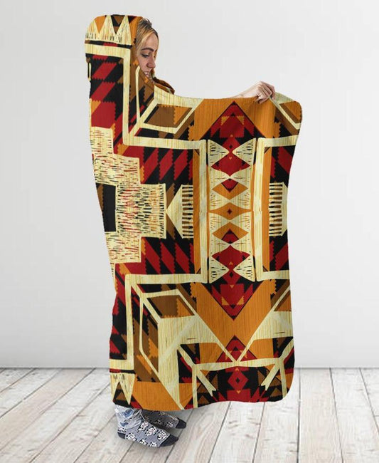 WelcomeNative Native Pattern Hooded Blanket, All Over Print, Native American