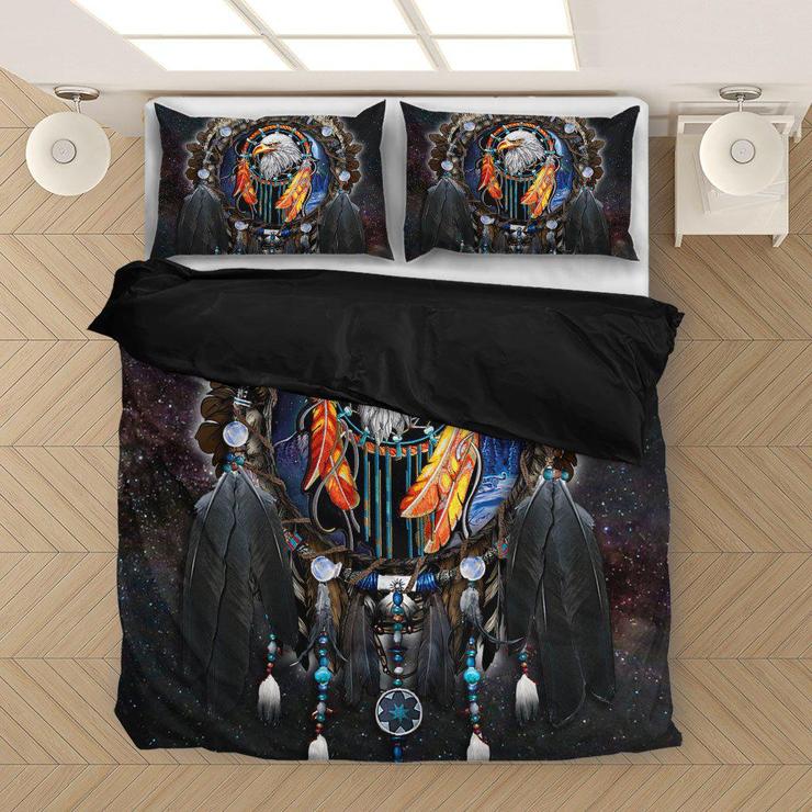 WelcomeNative Black Dreamcatcher Eagle Bedding Set, 3D Bedding Set, All Over Print, Native American