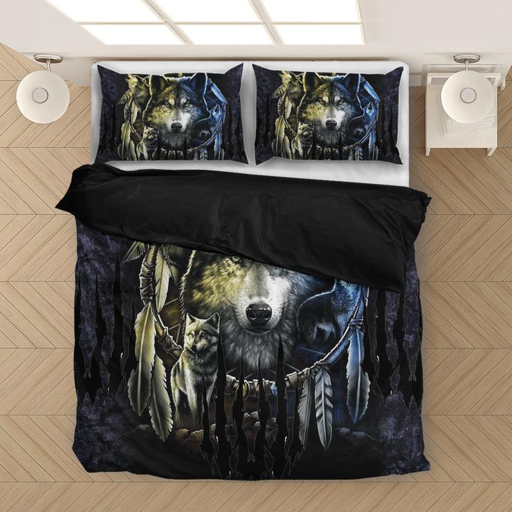 WelcomeNative Wolf Native - 3DBedding Set Bedding Set, 3D Bedding Set, All Over Print, Native American