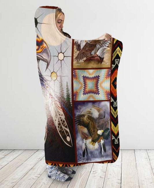 WelcomeNative Native Eagles Hooded Blanket, All Over Print, Native American