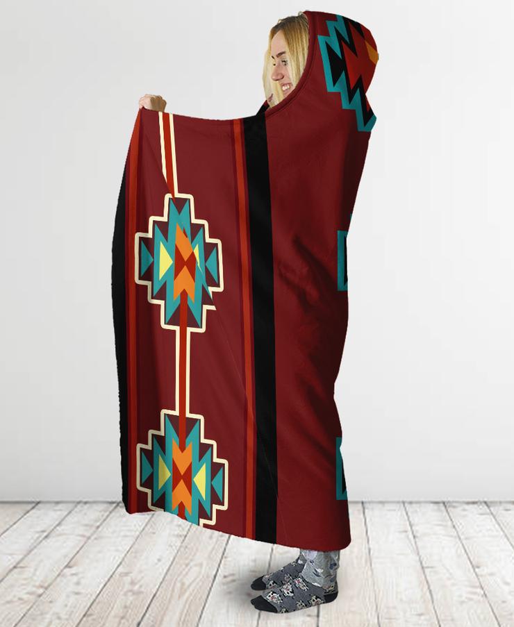 WelcomeNative Brown Pattern Hooded Blanket, All Over Print , Native American