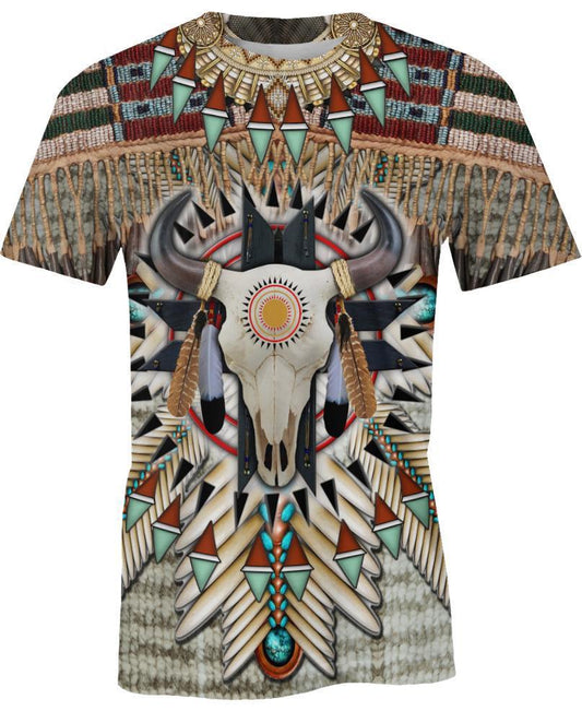 WelcomeNative Buffalo Head Motifs 3D Hoodie, All Over Print Hoodie, Native American