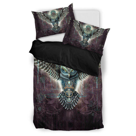 WelcomeNative Brown Native Owl Bedding Set, 3D Bedding Set, All Over Print, Native American
