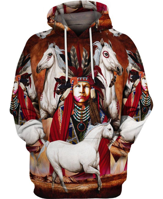 WelcomeNative Native Battle Horse 3D Hoodie, All Over Print Hoodie, Native American