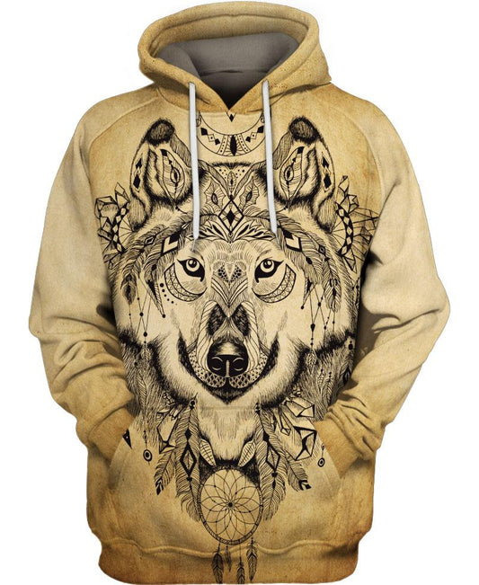 WelcomeNative Ancient Wolf 3D Hoodie, All Over Print Hoodie, Native American