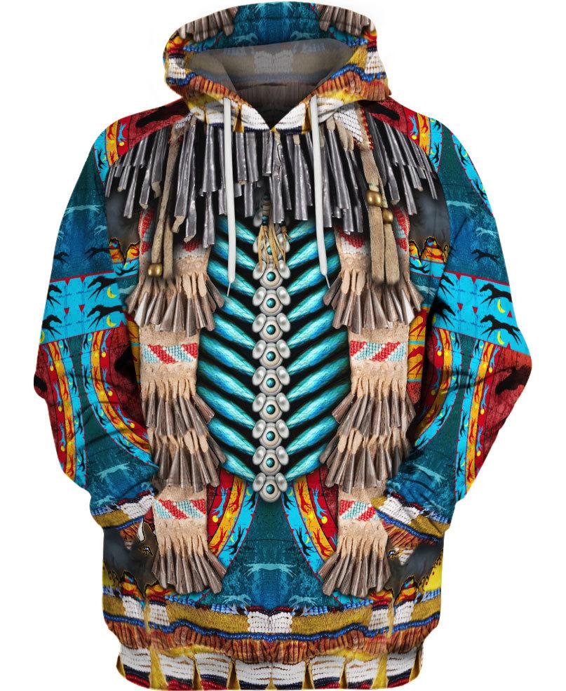 WelcomeNative Blue Native Motif 3D Hoodie, All Over Print Hoodie, Native American