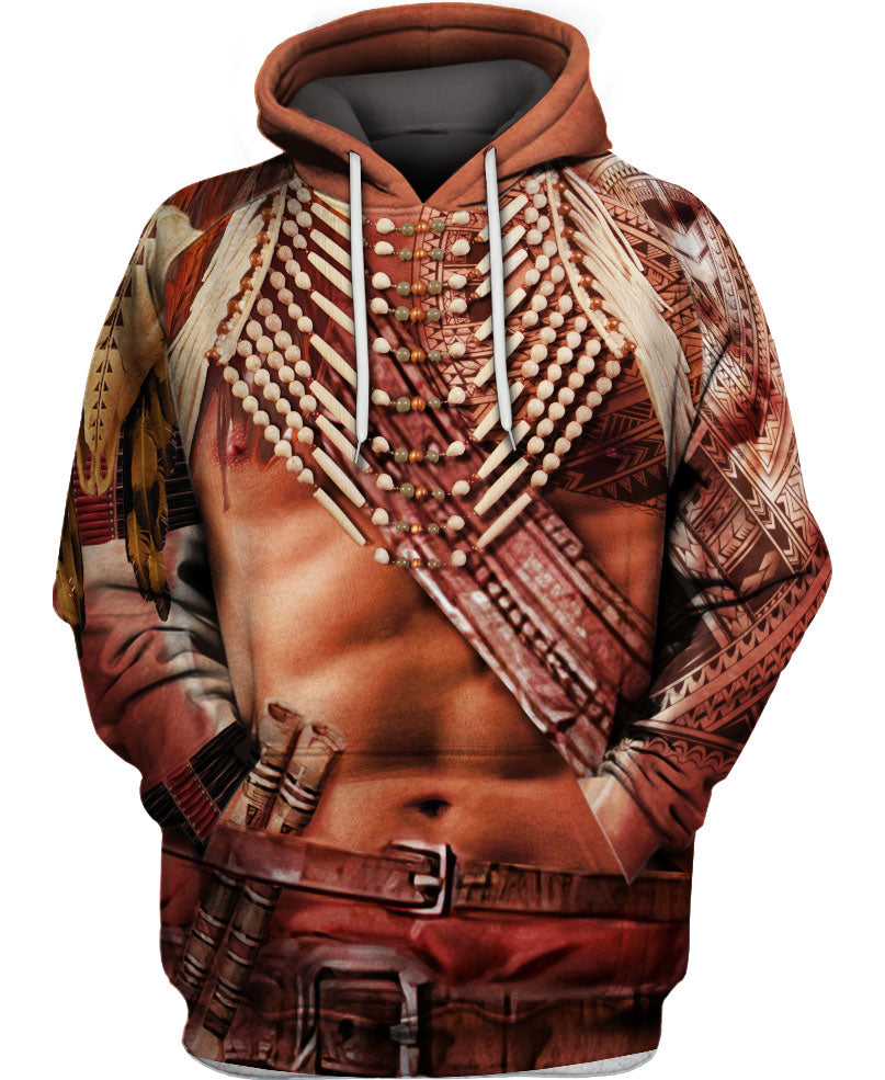 WelcomeNative Brown Motif Native American 3D Hoodie, All Over Print Hoodie
