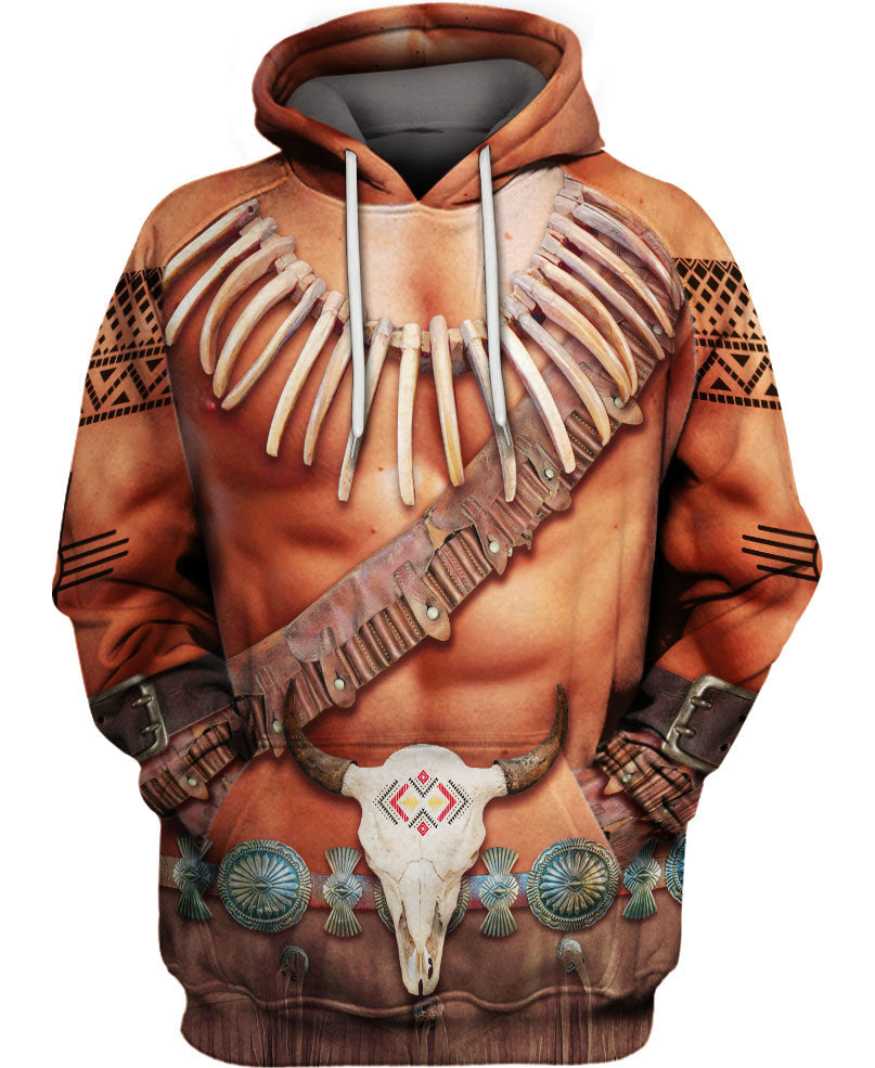 WelcomeNative Brown Skin Pattern Native American 3D Hoodie, All Over Print Hoodie