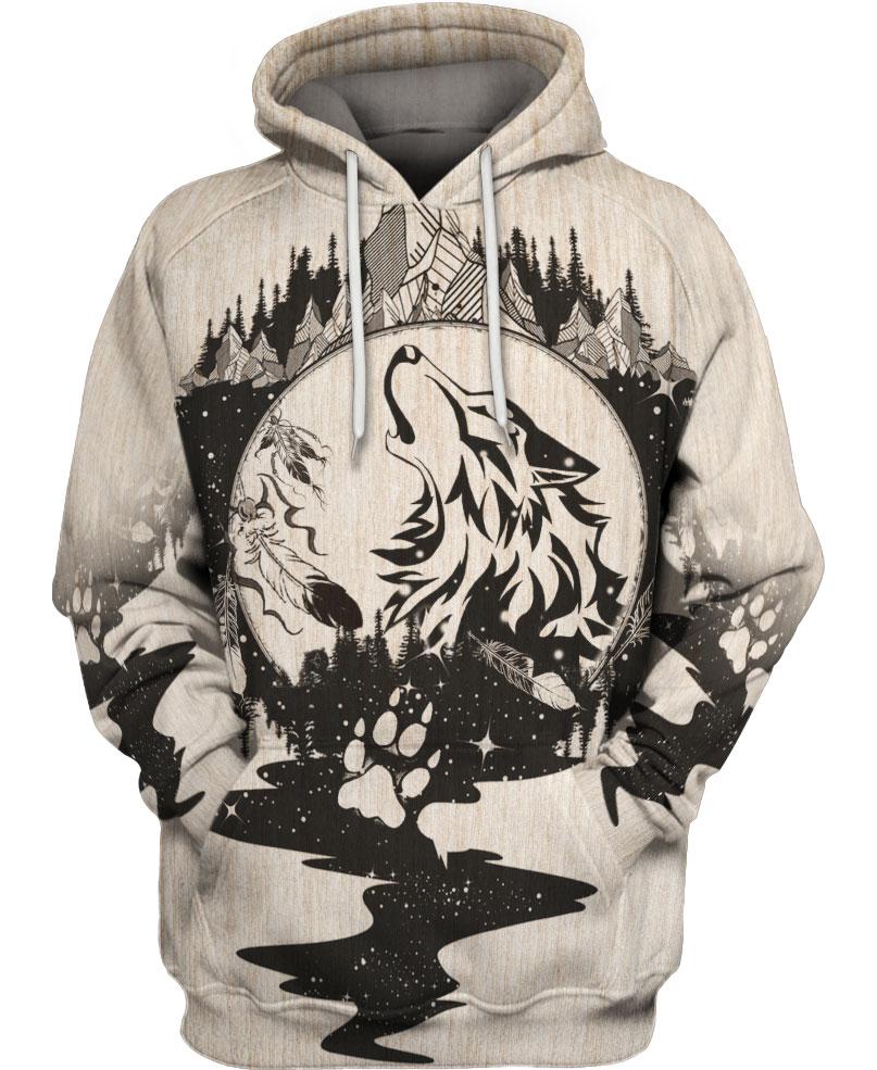 WelcomeNative Round Nature Wolf 3D Hoodie, All Over Print Hoodie, Native American