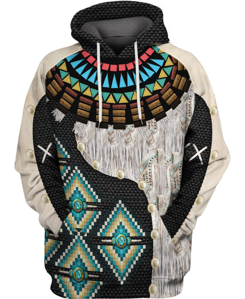 WelcomeNative Black Pattern Native American 3D Hoodie, All Over Print Hoodie