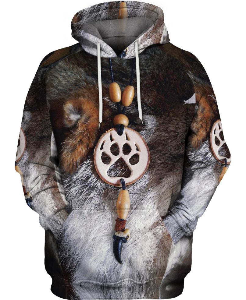 WelcomeNative Animal Fur Motifs 3D Hoodie, All Over Print Hoodie, Native American