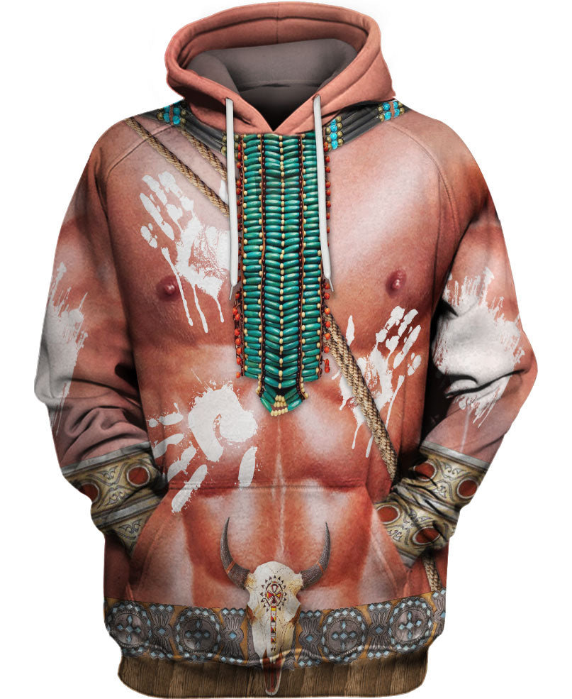 WelcomeNative Brown Skin Pattern Native American 3D Hoodie, All Over Print Hoodie