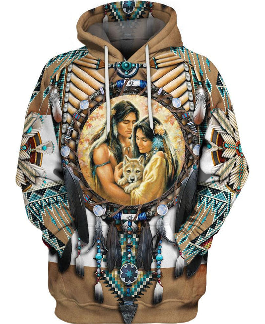 WelcomeNative Feather Native Motifs 3D Hoodie, All Over Print Hoodie, Native American