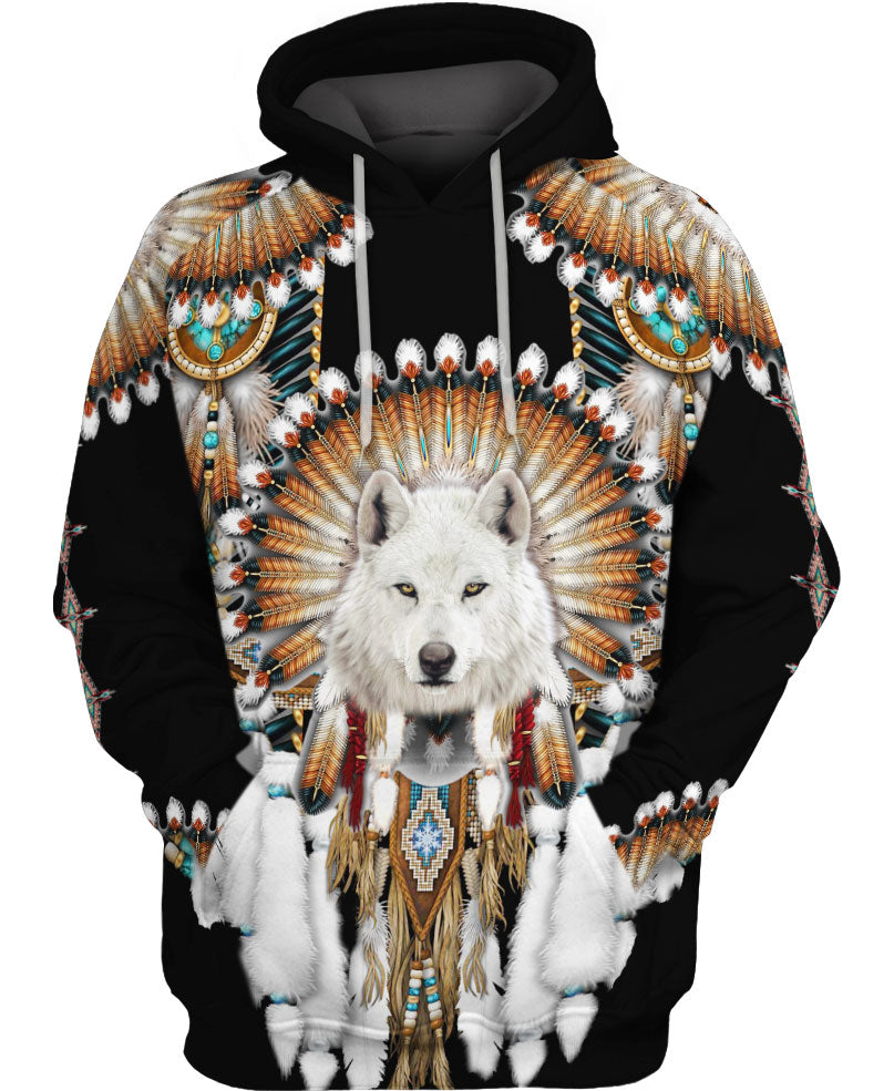 WelcomeNative Native Wolf 3D Hoodie, All Over Print Hoodie, Native American