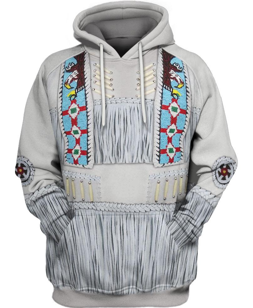 WelcomeNative Blue & White Pattern 3D Hoodie, All Over Print Hoodie, Native American