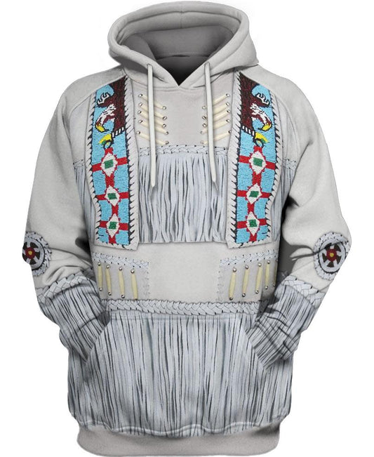 WelcomeNative Blue & White Pattern 3D Hoodie, All Over Print Hoodie, Native American