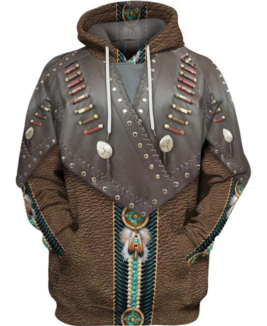 WelcomeNative Native Design Brown 3D Hoodie, All Over Print Hoodie, Native American