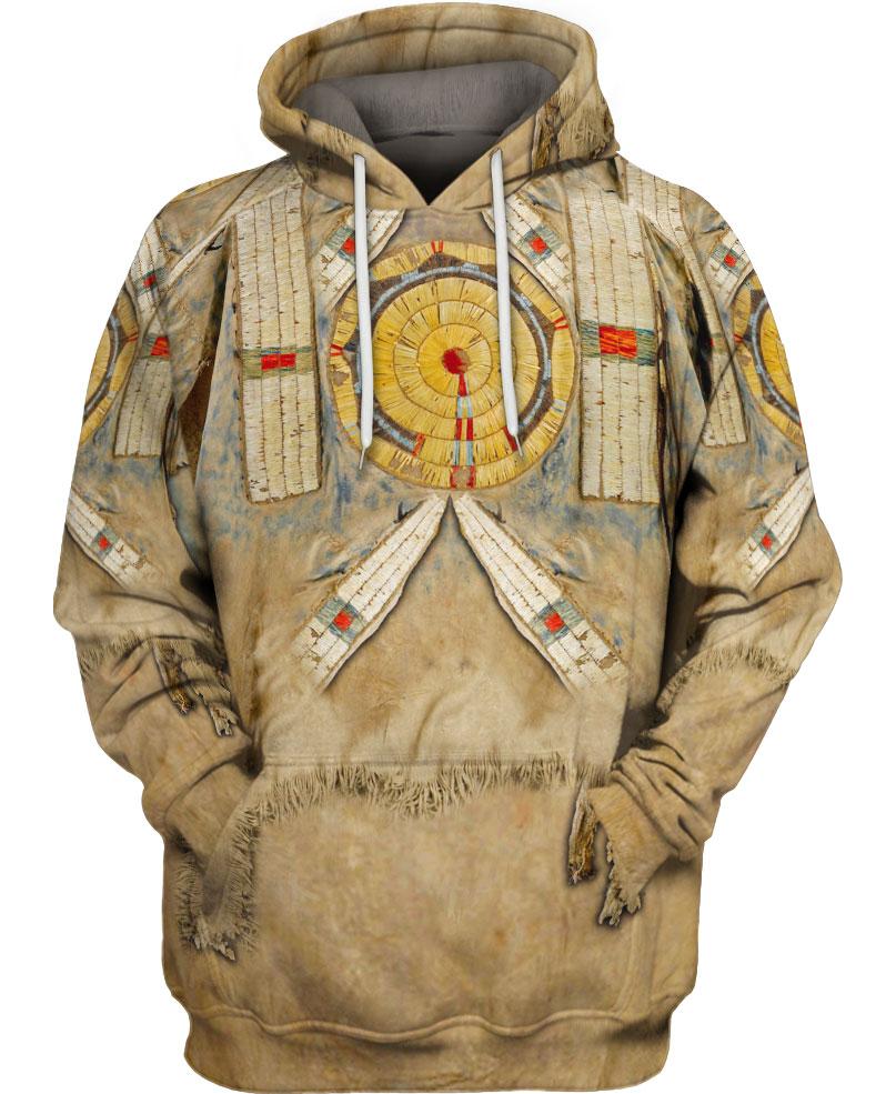 WelcomeNative Brown Printed Fur Native Style 3D Hoodie, All Over Print Hoodie, Native American