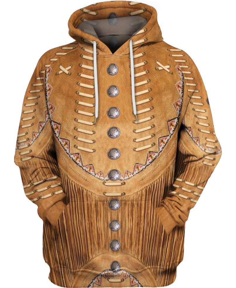 WelcomeNative Brown Native Jacket Style 3D Hoodie, All Over Print Hoodie, Native American