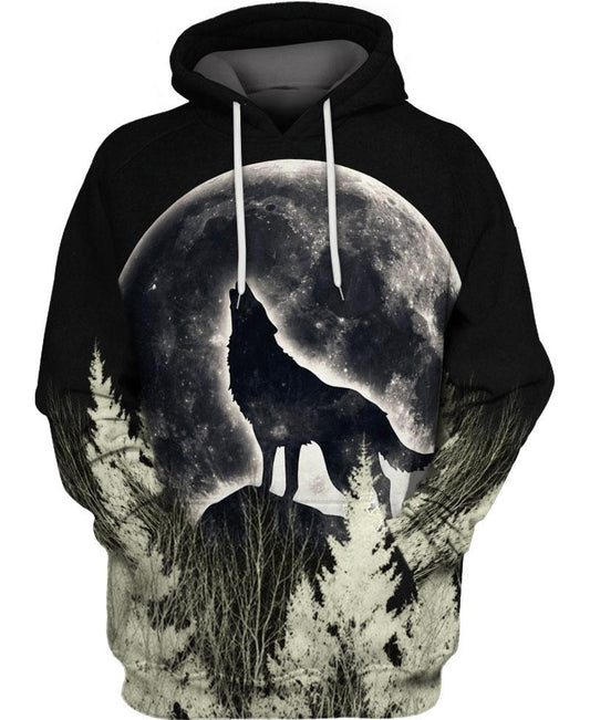 WelcomeNative Black Wolf Moon 3D Hoodie, All Over Print Hoodie, Native American