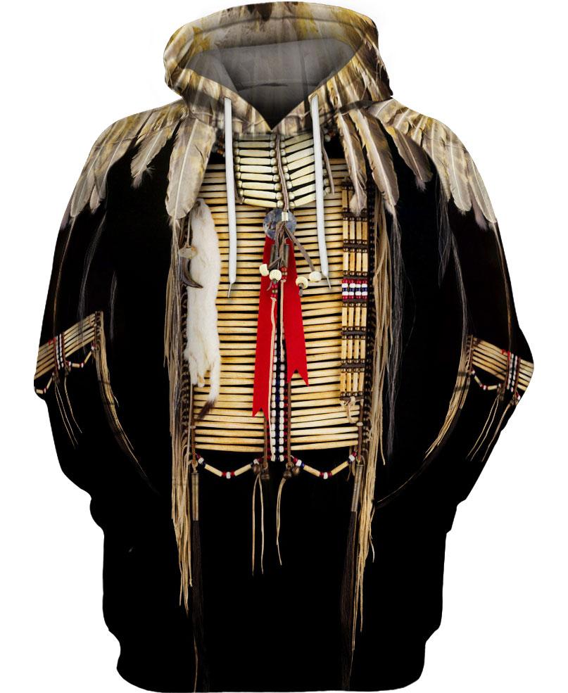 WelcomeNative Black Pattern Feather 3D Hoodie, All Over Print Hoodie, Native American