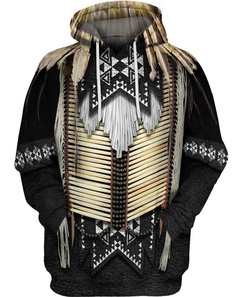 WelcomeNative Black Beaded 3D Hoodie, All Over Print Hoodie, Native American