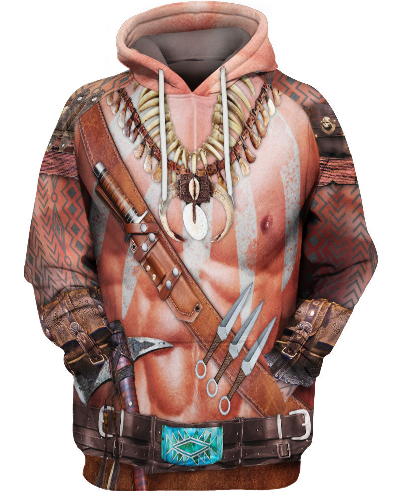 WelcomeNative Warrior Style Native Ameican Hoodie, All Over Print Hoodie, Native American