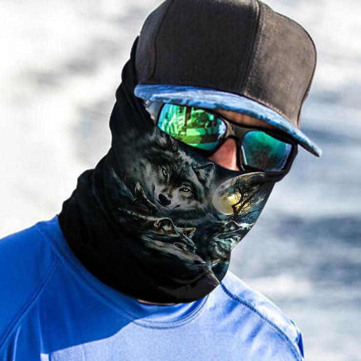 WelcomeNative Wolf Head Bandana Face Mask, Native American Neck Gaiter #20