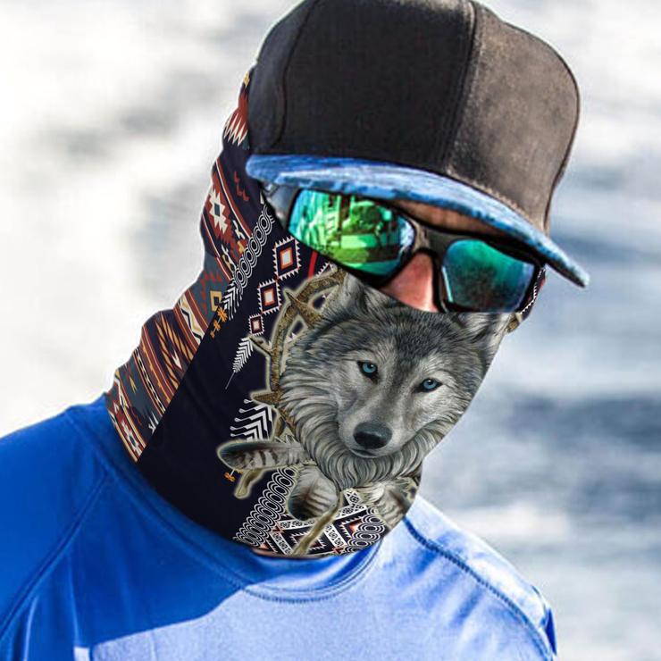 Welcomenatives Wolf Head Bandana Face Mask, Neck Gaiter #17