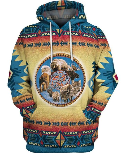 WelcomeNative Native Animal Spirit 3D Hoodie, All Over Print Hoodie, Native American