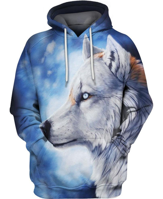 WelcomeNative White Wolf 3D Hoodie, All Over Print Hoodie, Native American