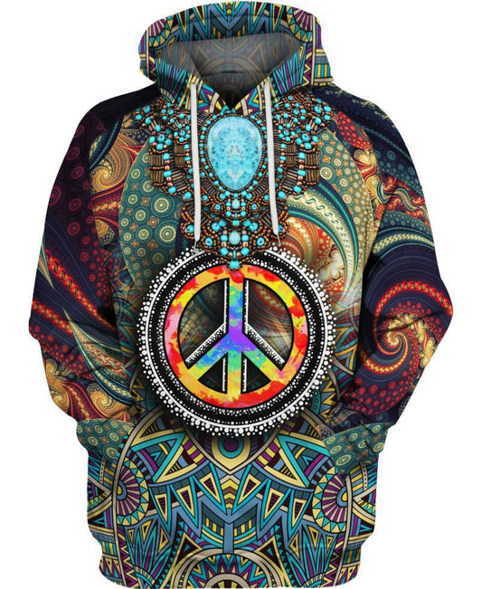 WelcomeNative Hippie Peace 3D Hoodie, All Over Print Hoodie, Native American