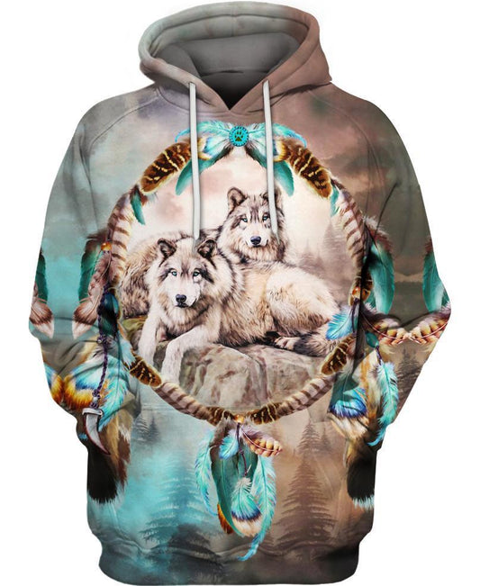 WelcomeNative Native Lovely Wolf 3D Hoodie, All Over Print Hoodie, Native American