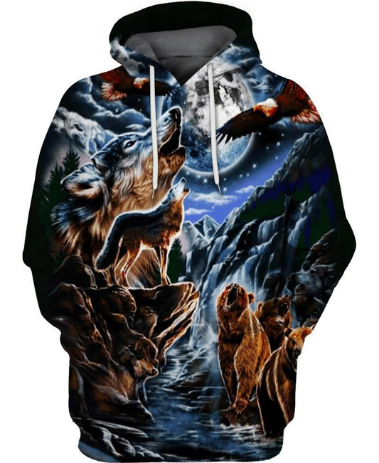 WelcomeNative Native Animal 3D Hoodie, All Over Print Hoodie, Native American
