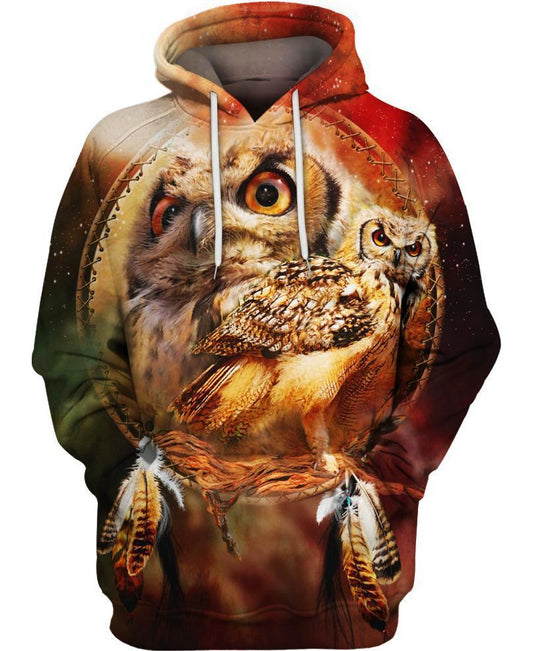 WelcomeNative Owl Eyes 3D Hoodie, All Over Print Hoodie, Native American