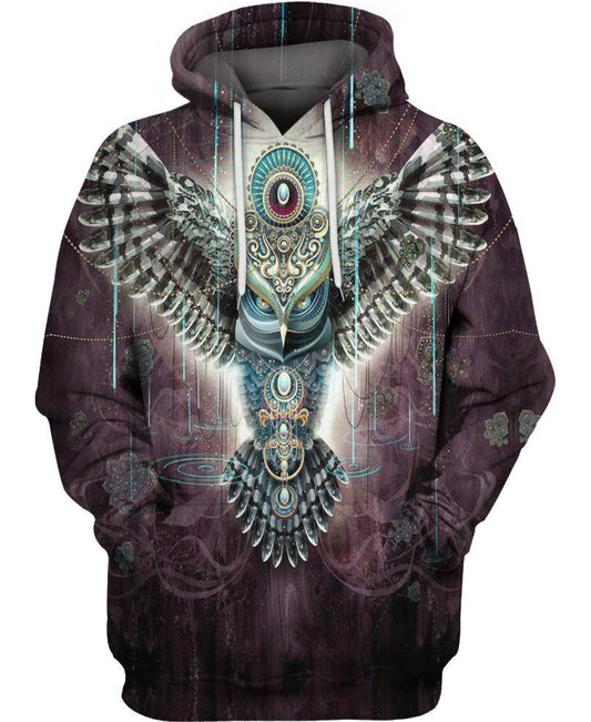 WelcomeNative Night Owl 3D Hoodie, All Over Print Hoodie, Native American