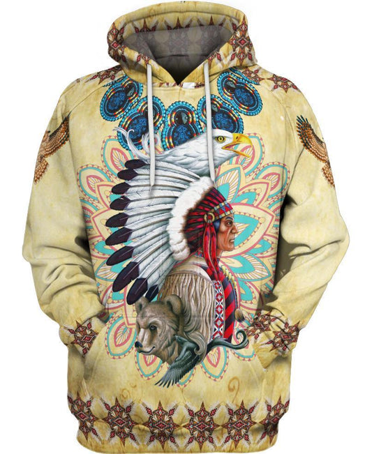 WelcomeNative Native Yellow Pattern 3D Hoodie, All Over Print Hoodie, Native American