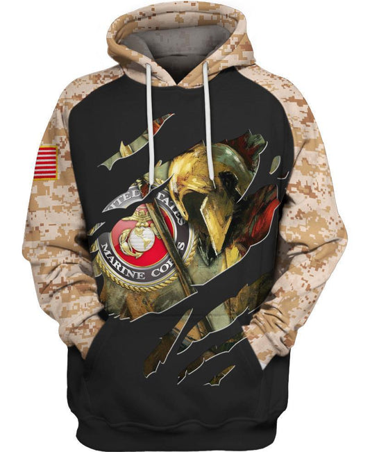 WelcomeNative Us Marine Brown Black 3D Hoodie, All Over Print Hoodie, Native American