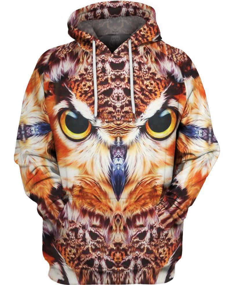 WelcomeNative Owl Impressive Face 3D Hoodie, All Over Print Hoodie, Native American