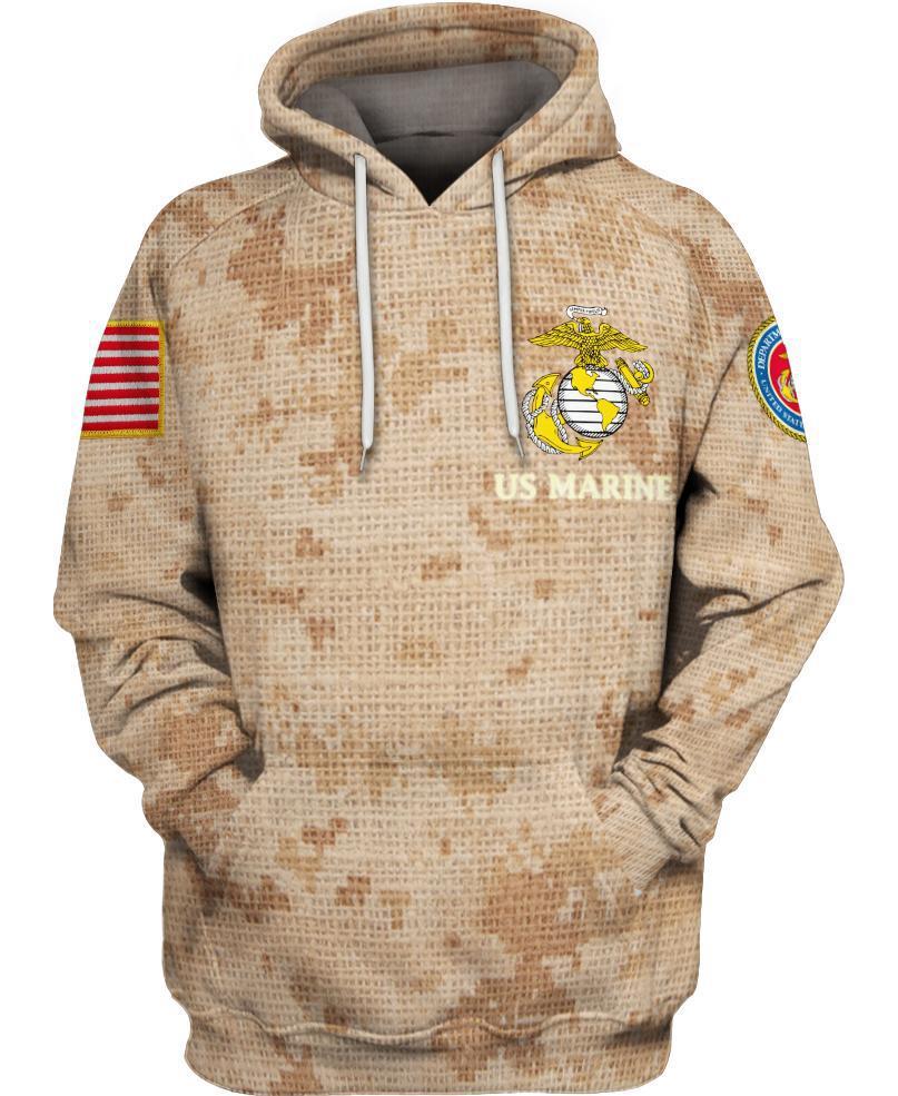 WelcomeNative Us Marine Brown 3D Hoodie, All Over Print Hoodie, Native American