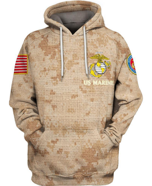 WelcomeNative Us Marine Brown 3D Hoodie, All Over Print Hoodie, Native American