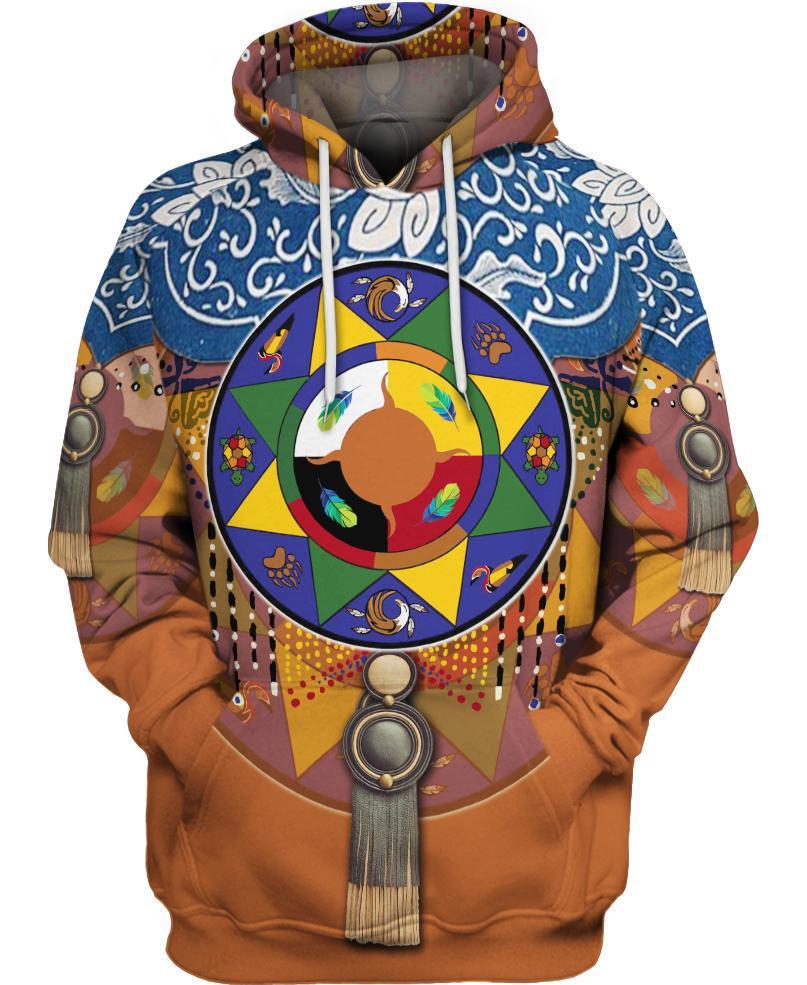 WelcomeNative Native Circle Pattern 3D Hoodie, All Over Print Hoodie, Native American