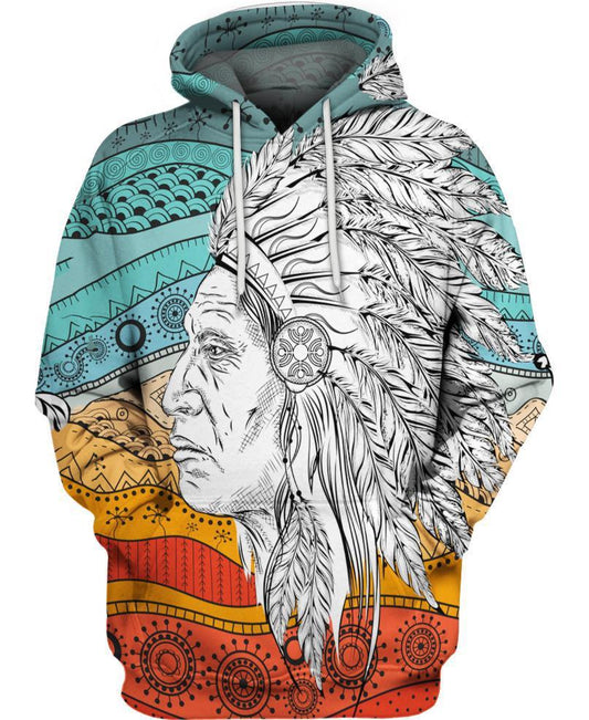 WelcomeNative Native White Chief 3D Hoodie, All Over Print Hoodie, Native American
