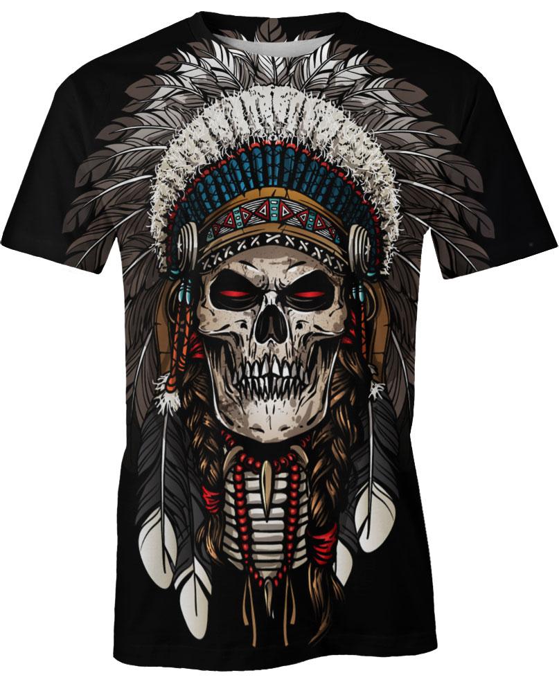 WelcomeNative Native American Skull, 3D T Shirt, All Over Print T Shirt, Native American