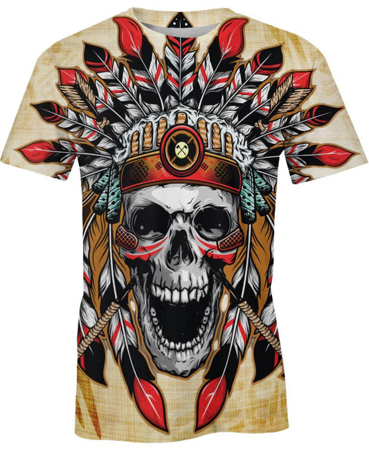 WelcomeNative Native Skull Headman 3D Hoodie, All Over Print Hoodie, Native American