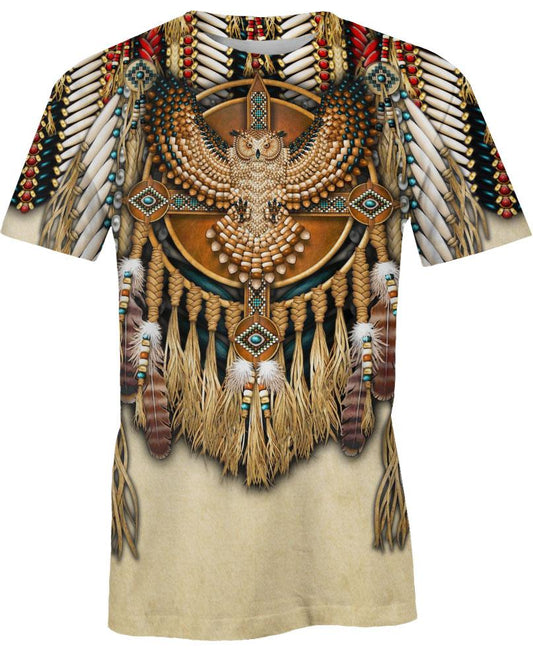 WelcomeNative Pale Owl Pattern 3D Hoodie, All Over Print Hoodie, Native American